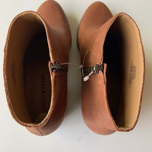 lucky brand balexa leather cognac ankle booties - Picture 7 of 9